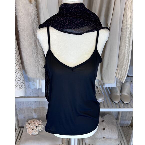 Liz Claiborne Womens Sz S Black Purple Animal Print Sheer Blouse & Tank Set#0104 - Picture 5 of 9